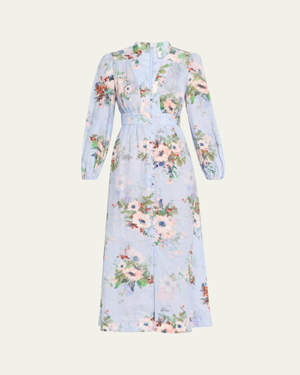 Everley Floral Midi Dress, Blue